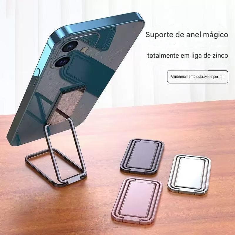 Suporte de anel para celular com adesivo na parte traseira, altura ajustável, dobrável, suporte de metal portátil