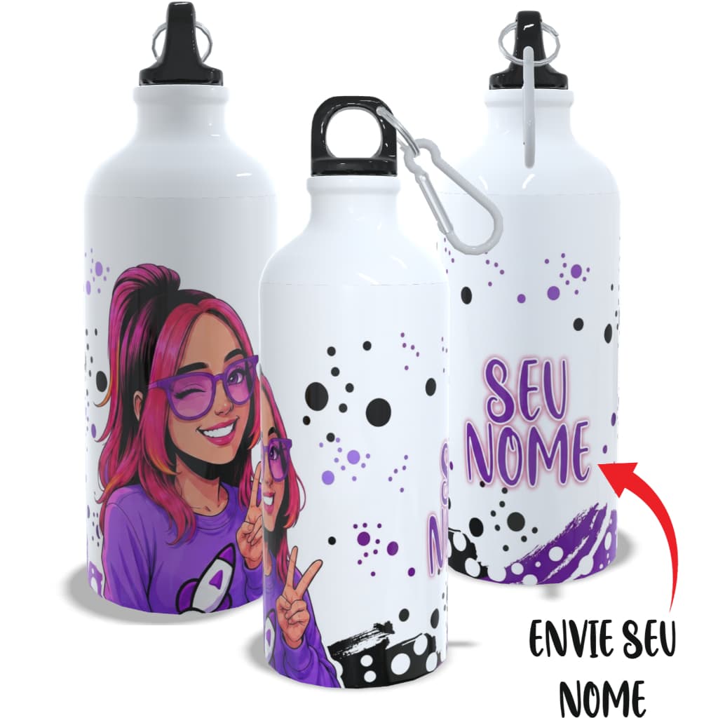 Garrafa Squeeze Infantil Personalizada Com Nome da Katlen  500ml Aluminio