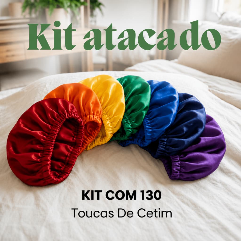 Kit 420 Toucas de Cetim Profissional Anti-Frizz – Cores Sortidas ou Cor única