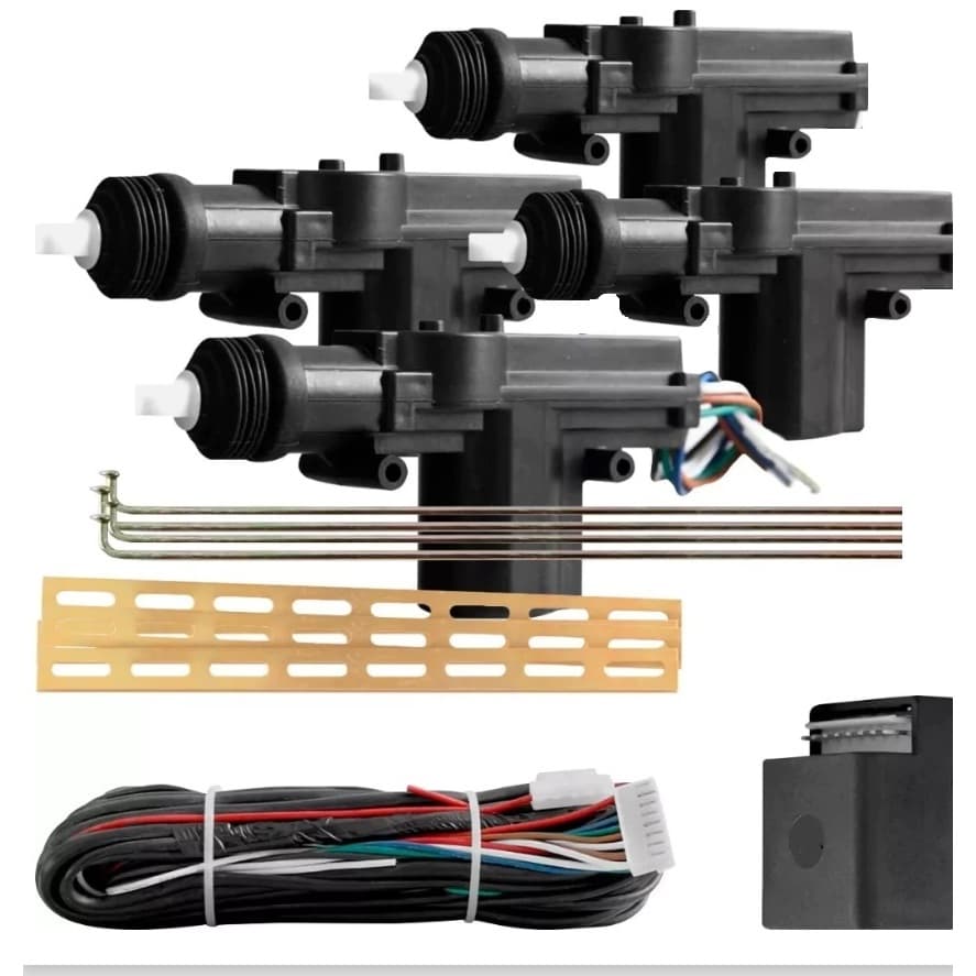 kit trava eletrica 4 portas monoserventia universal comando motorista aceita alarme pulso negativo