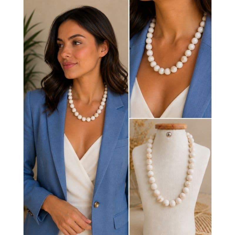 Colar Branco Marmorizado