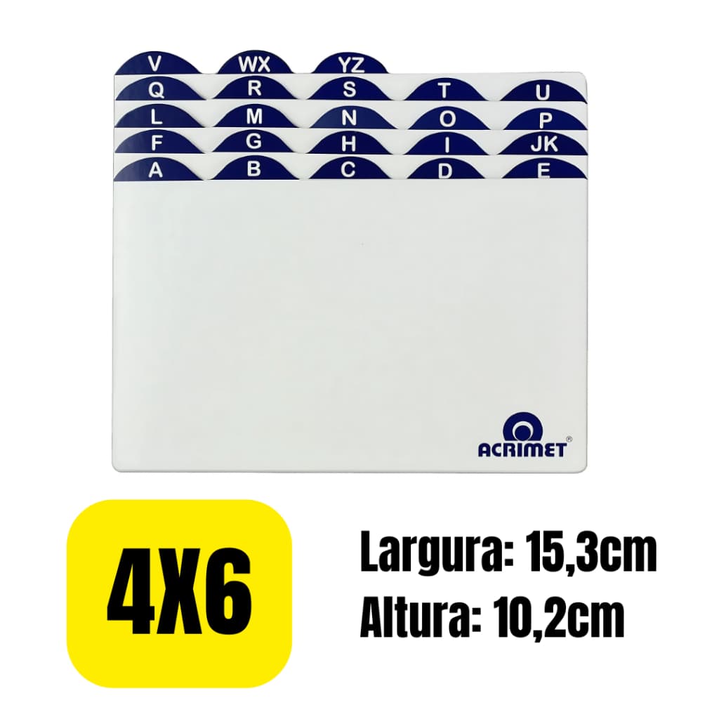 Indice de az abecedario Fichário Para Fichas De Mesa Acrimet 4x6 - 10,2x15,3cm - 632 Envio Imediato