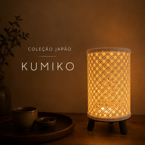 Luminária Japonesa Kumiko | Coleção Japão | Luz Quente Decorativa para Quarto e Sala