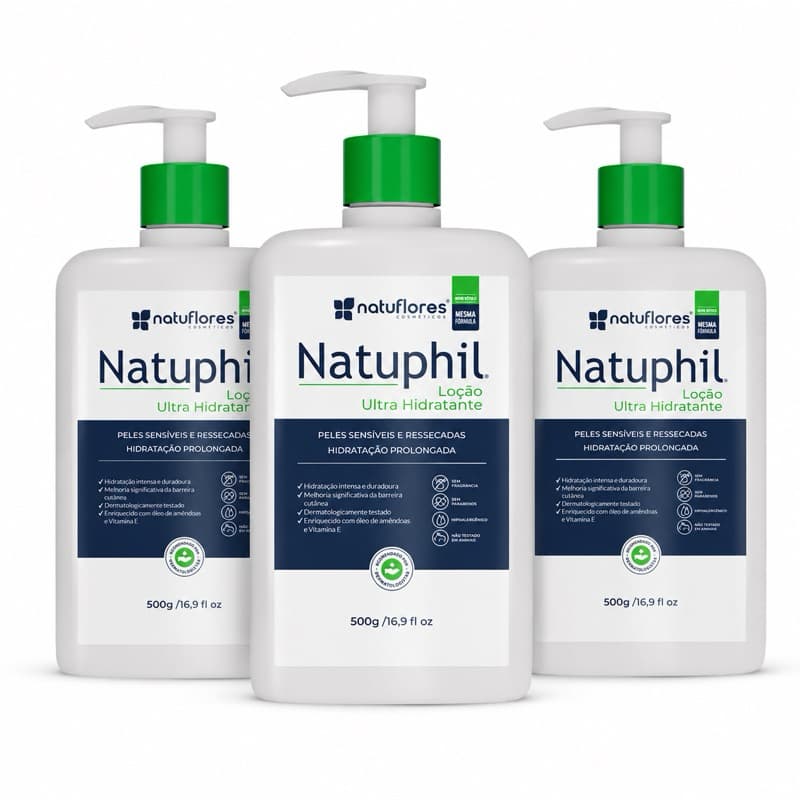 Creme Hidratante Para O Corpo Natuphil 500ml sem cheiro hipoalergenico Natuflores
