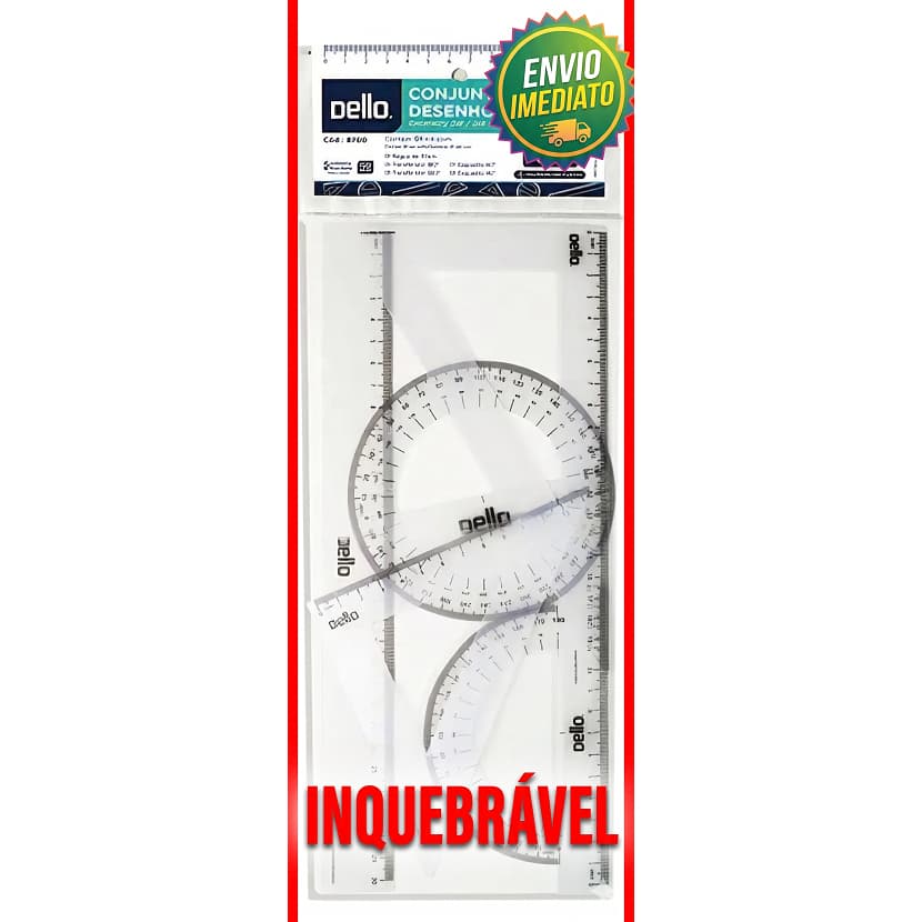 Kit Desenho Escolar Régua Transferidor Flexível Inquebrável