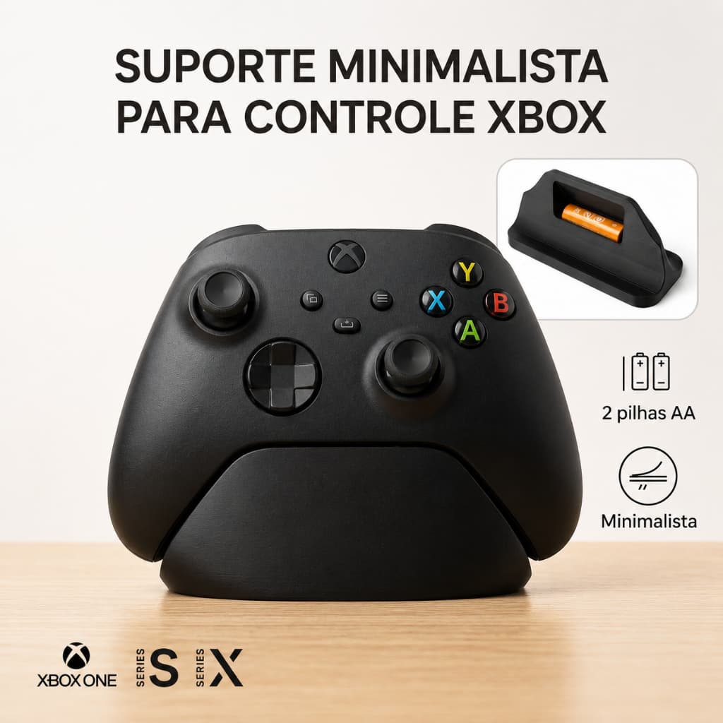 Suporte Controle Xbox One Serie S | X Minimalista com Suporte Pilhas