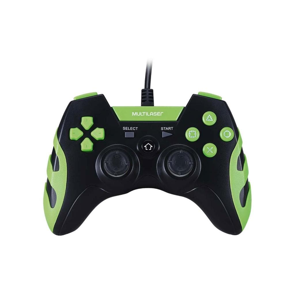 CONTROLE GAMER PARA PS3 E PC USB PRETO E VERDE JS091