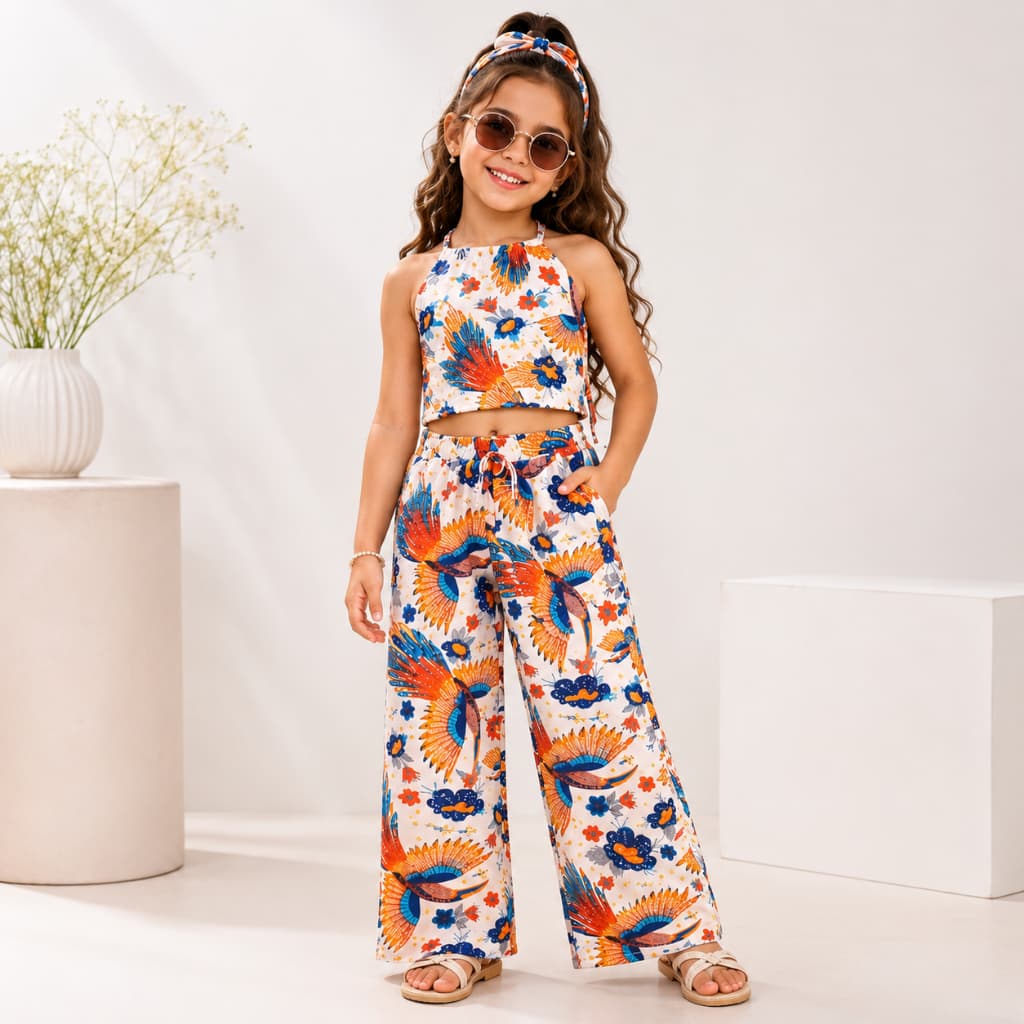 CONJUNTO CALÇA E CROPPED PARA MENINAS INFANTIL ARARA