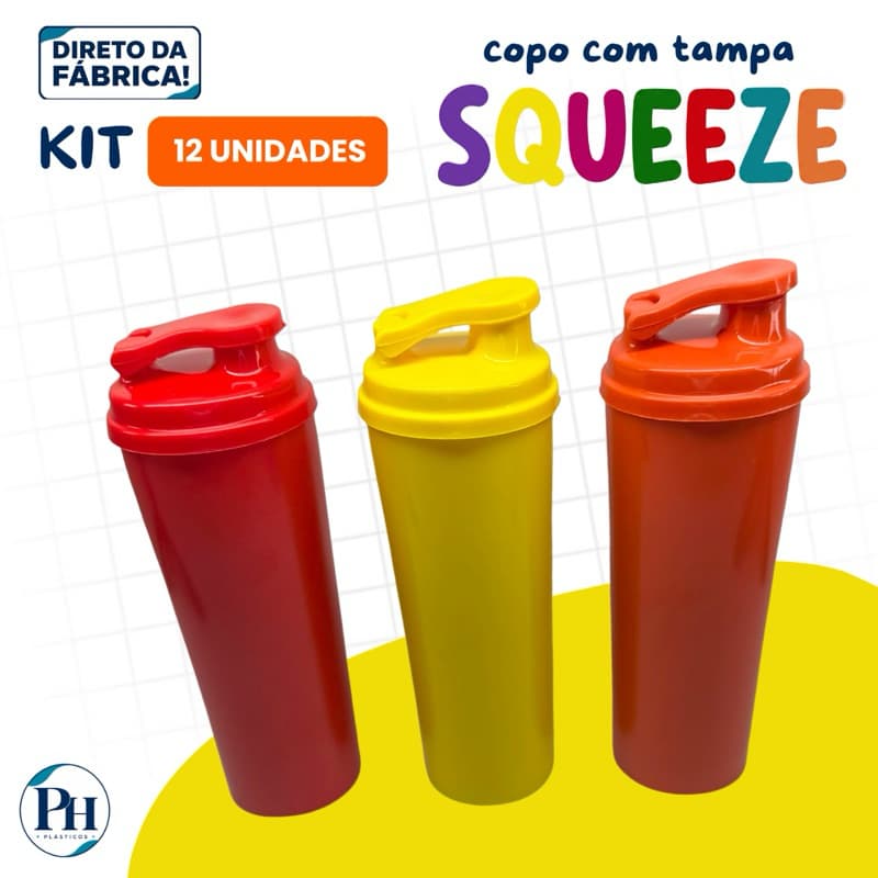 KIT 12 COPOS LONG DRINK 330ML COM TAMPA SQUEEZE | FESTAS, EVENTOS E LEMBRANCINHAS