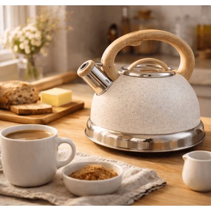 Chaleira de Inox com Apito Brinox 2,7 L Roma com Indução Vanilla