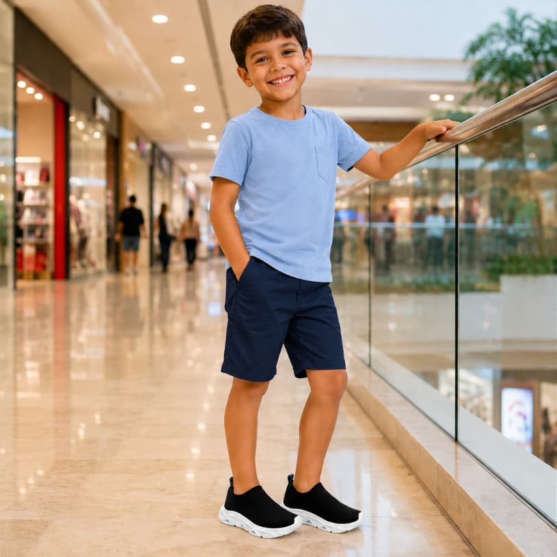 Tênis Infantil Menino Preto Antiderrapante Calce Fácil Volta as Aulas Escola Escolar