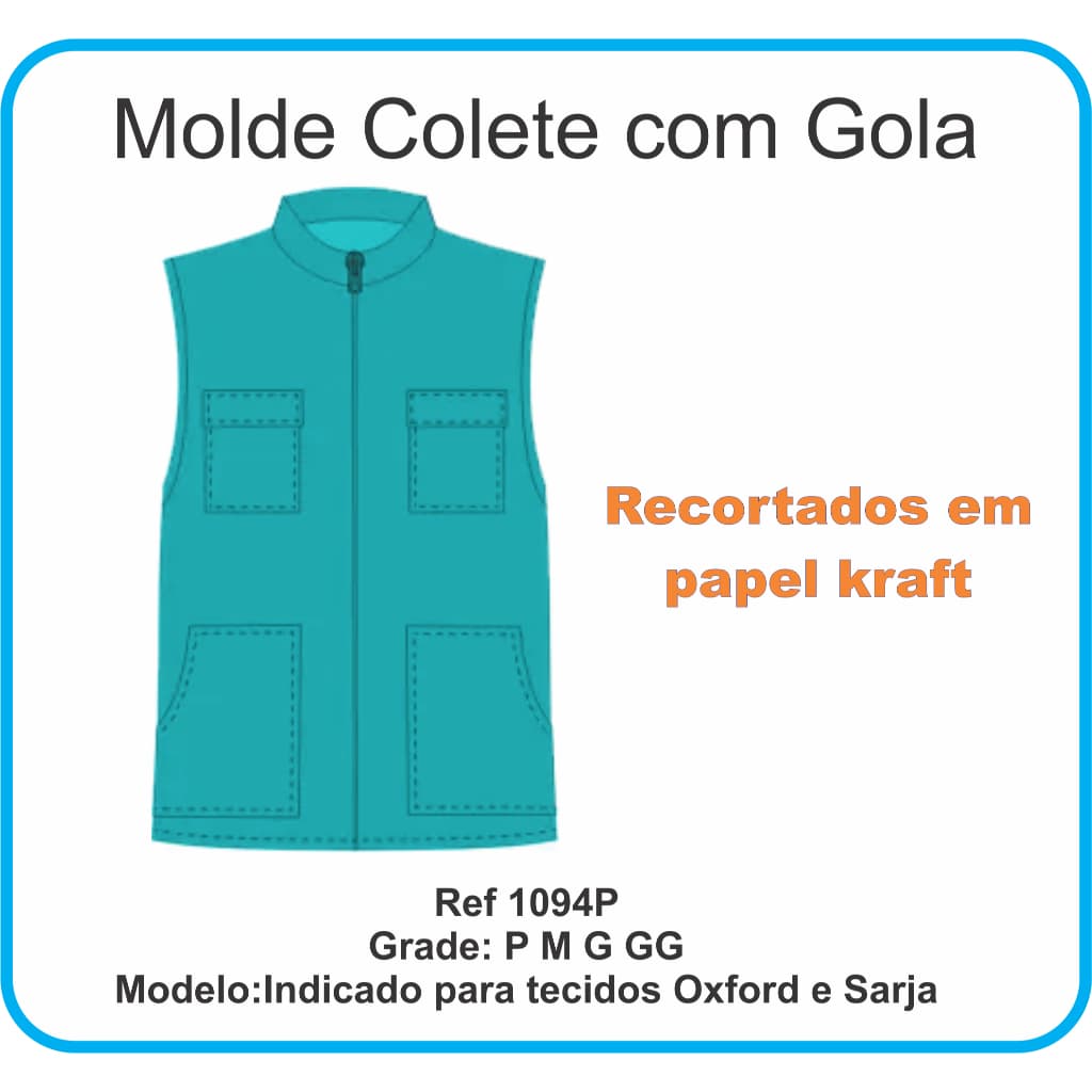 Ref. 1094P - Molde Colete com Gola