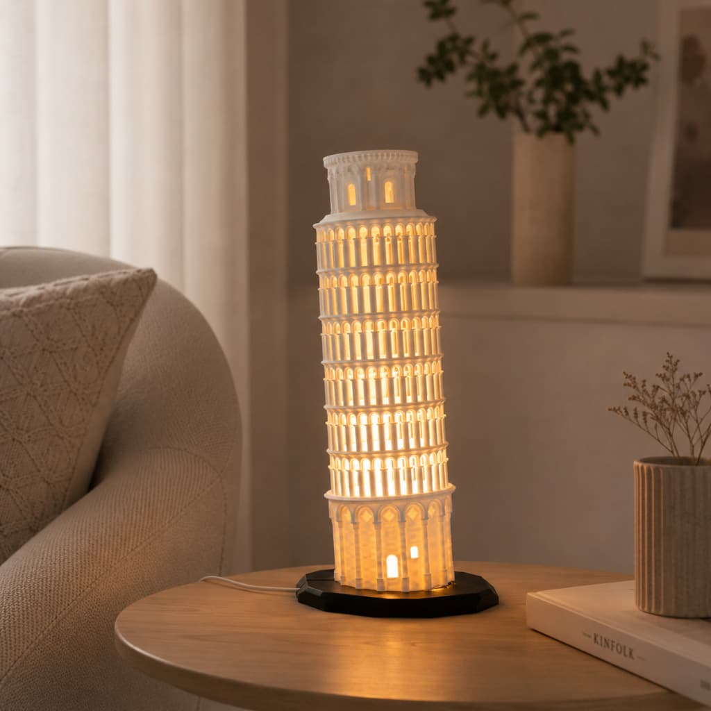 Luminária Pisa | Torre de Pisa Decorativa com Iluminação LED