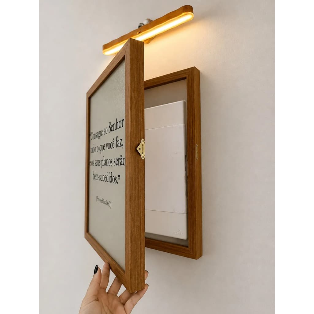 Quadro Decorativo Cobre Caixa De Luz ABRE E FECHA 33x43 Consagre ResinadoFrase/Parede/Minimalista/Sala/Premium/Quarto
