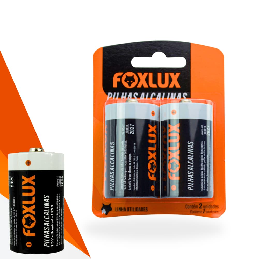 Pilha C Alcalina Foxlux 2Un | Longa duração, energia estável, ideal para lanternas