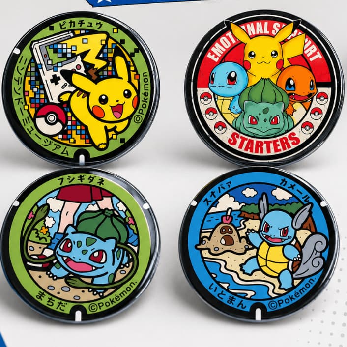 Kit 4 Botton pin Broche Pokémon Pikachu Anime Colecionável Geek mochila bolsa presente cards figures