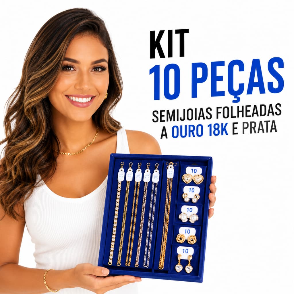 Kit com 10 Semi Joias Folheadas a Ouro e Prata | Reposição Premium + 1 Ano de Garantia