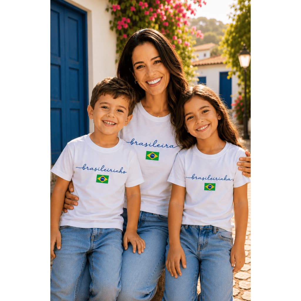 KIT MÃE E FILHOS Brasil Tal mãe tal filho filha camiseta algodão Torcedor família