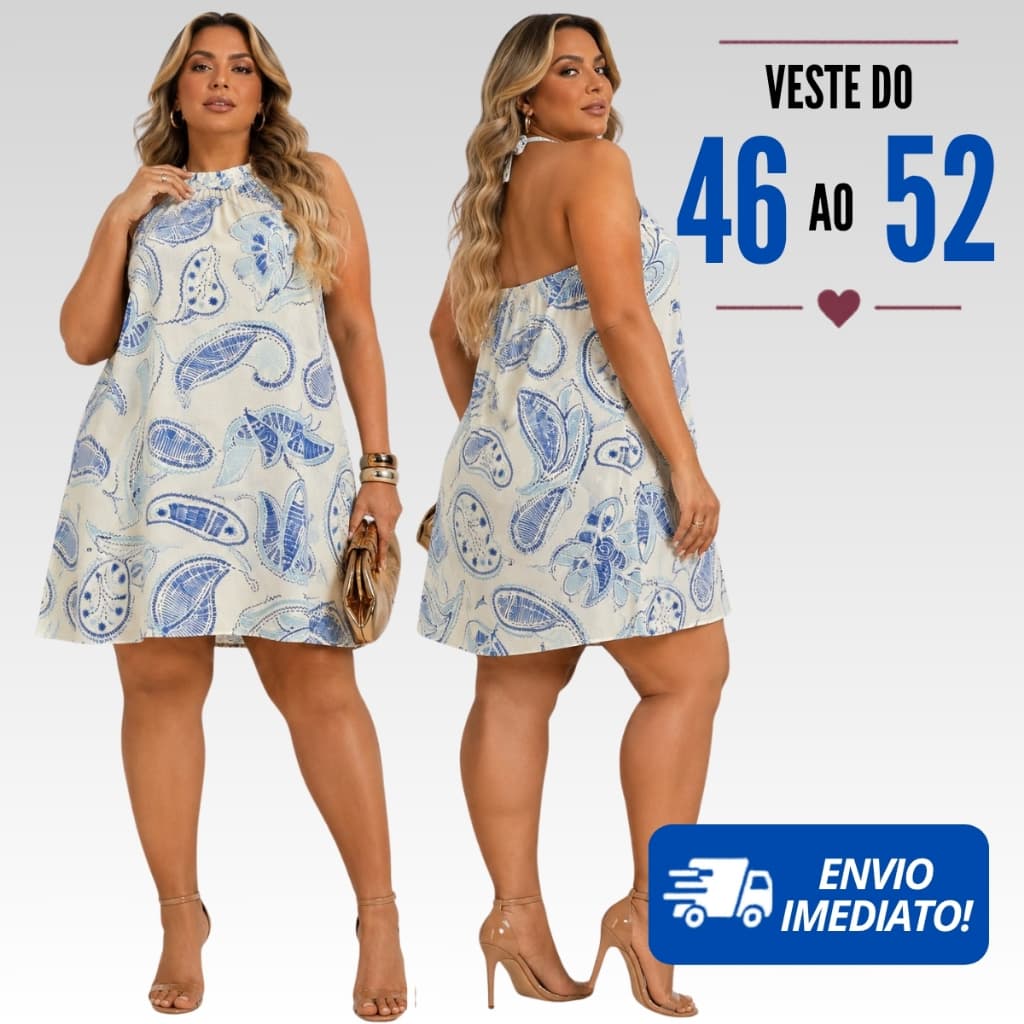 Vestido Curto Soltinho Plus Size Moda Maior Estampado Feminino Elegante Confortável Verão Casual G1 G2 G3