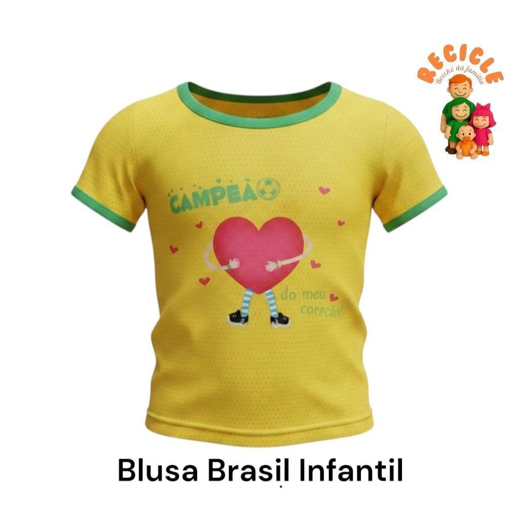 Blusa Infantil Brasil Amarela – 2 Anos (RECICLE MAMÃE E BEBÊ)