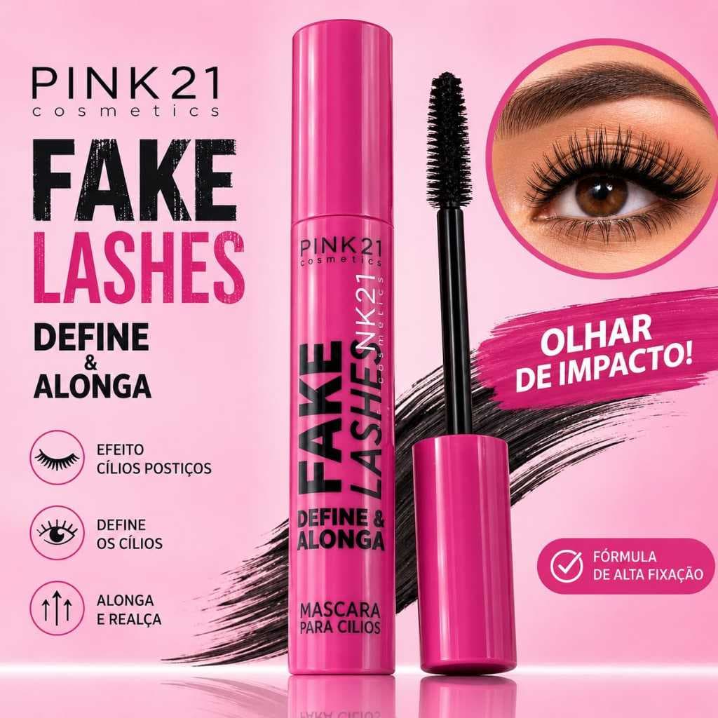MÁSCARA DE CÍLIOS PINK 21 FAKE LASHES – DEFINE E ALONGA