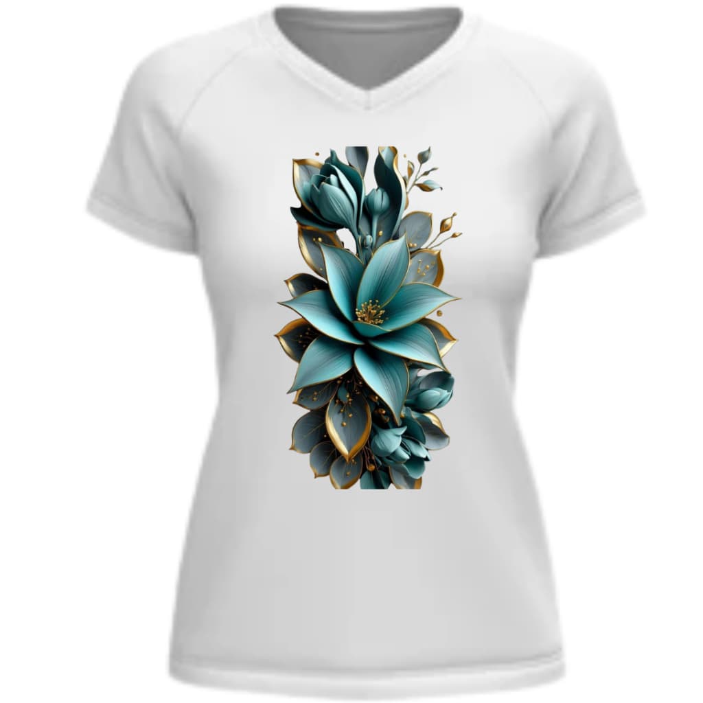 CAMISETA BABY LOOK, ESTAMPA, TEMA FLORAL.