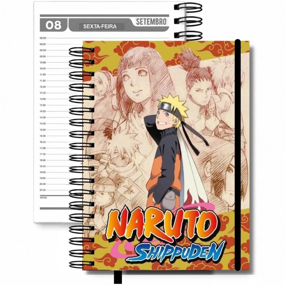 Agenda 2026  Personalizada do Anime Naruto shippuden  Capa Dura - tamanho A5 - com seu nome
