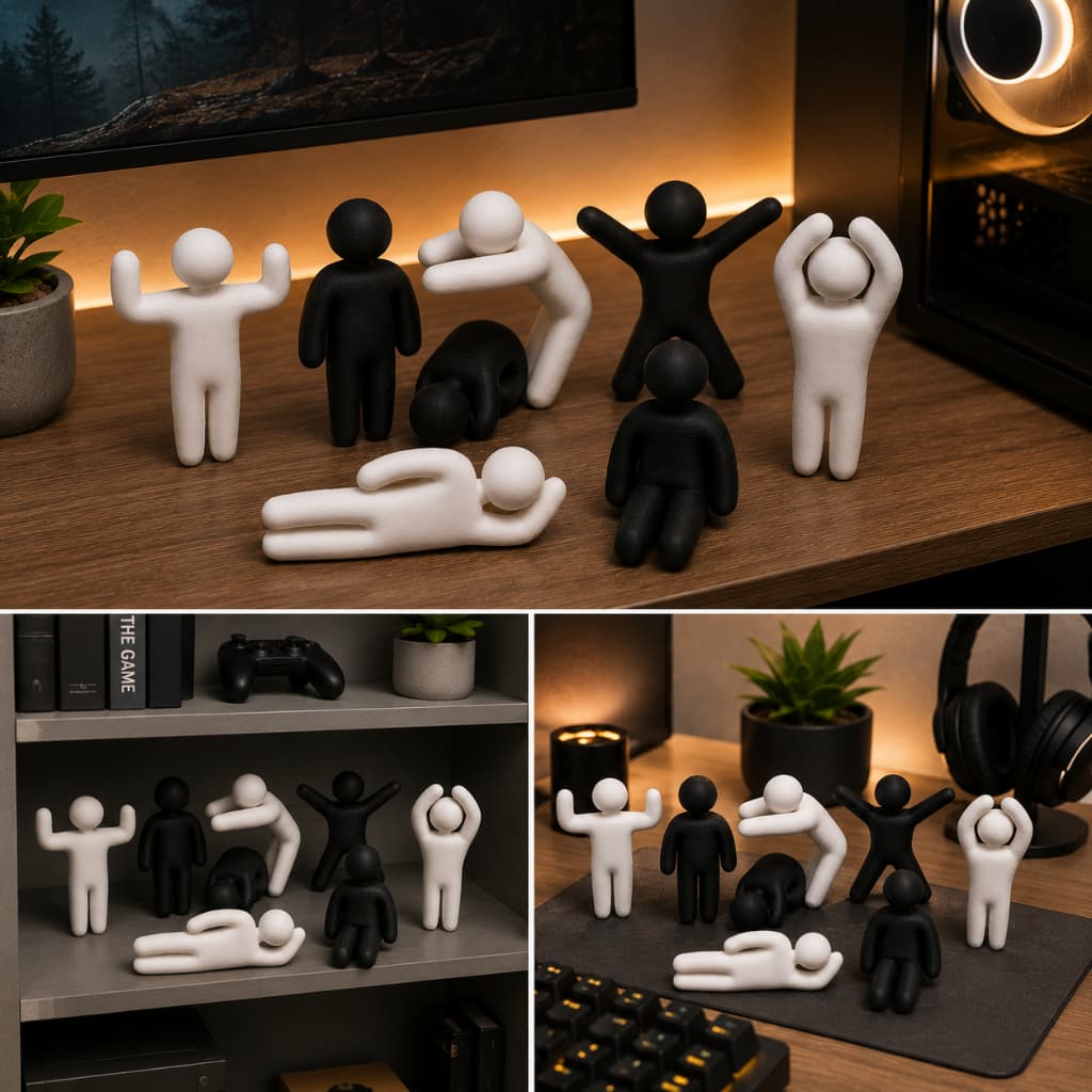 Bonequinhos Meccha Chameleon Kit 8 Miniaturas 3D Decorativas Para Setup Gamer e Colecionadores Geek