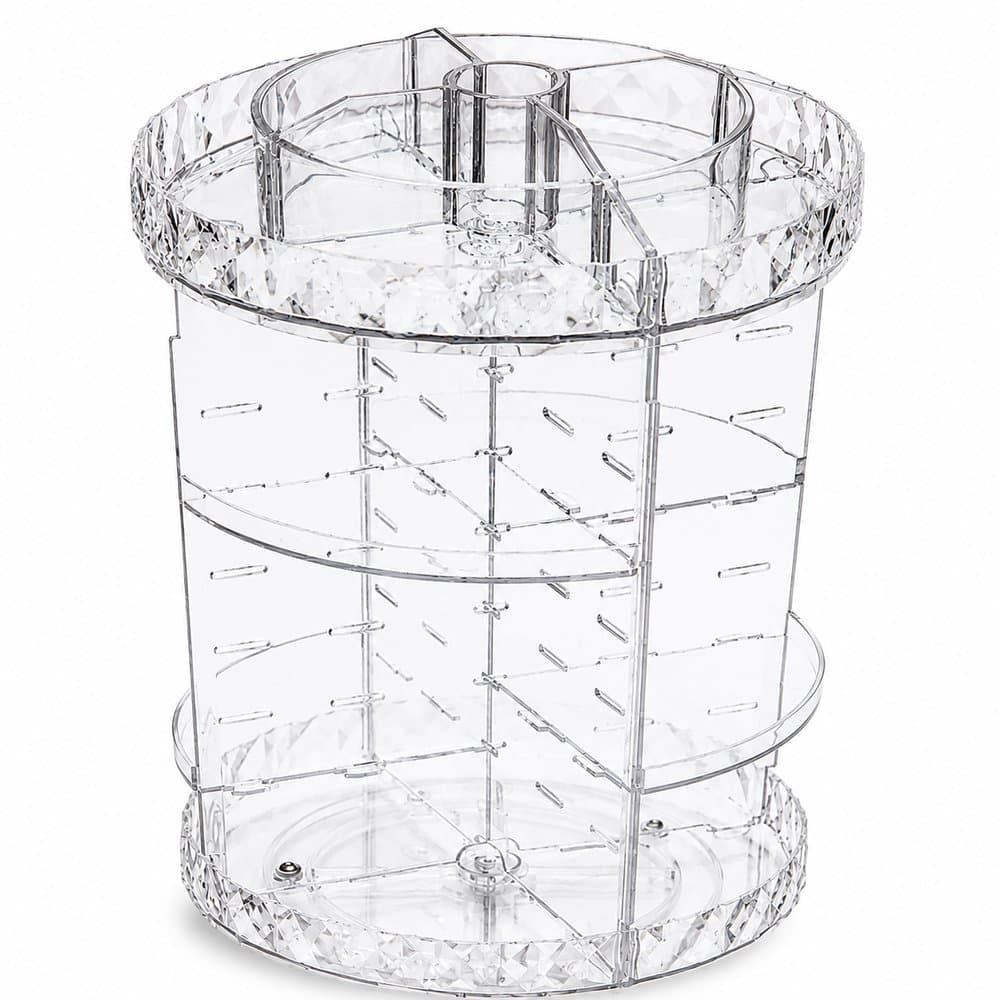Organizador de Maquiagem Giratório 360 Acrílico Transparente Porta Cosméticos Perfumes Penteadeira