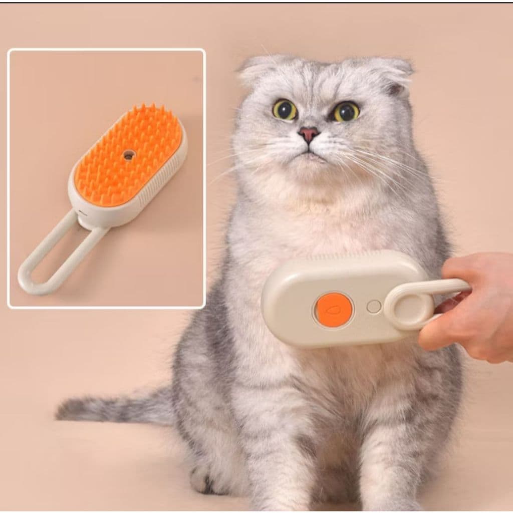 Escova a Vapor 3 Em 1 Para Gatos Remoção de Pelos a Vapor Para Animais de Estimação