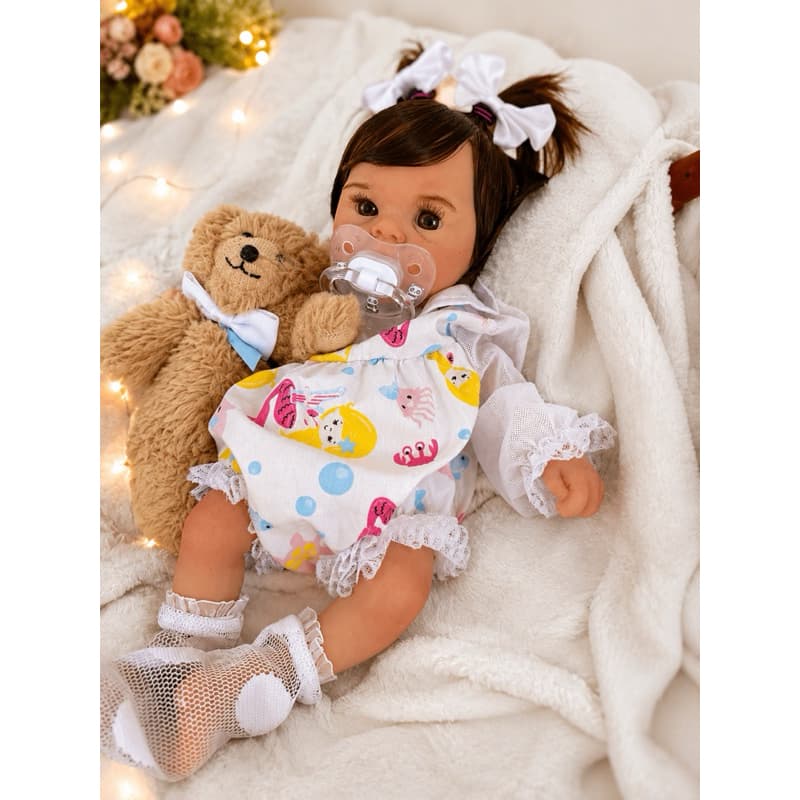 Bebê Reborn Molinha Silicone Sólido Mama Faz Xixi 33cm Lua sereia