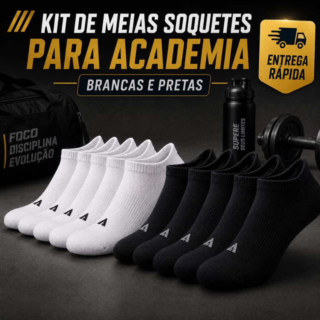 Kit Pares de Meias Para Academia Soquete Cano Curto Unissex Masculina Feminina