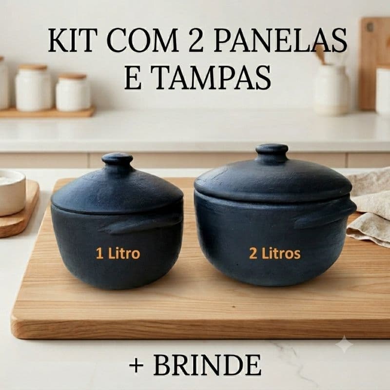 Kit de Panela de Barro Capixaba 2litros + 1litro