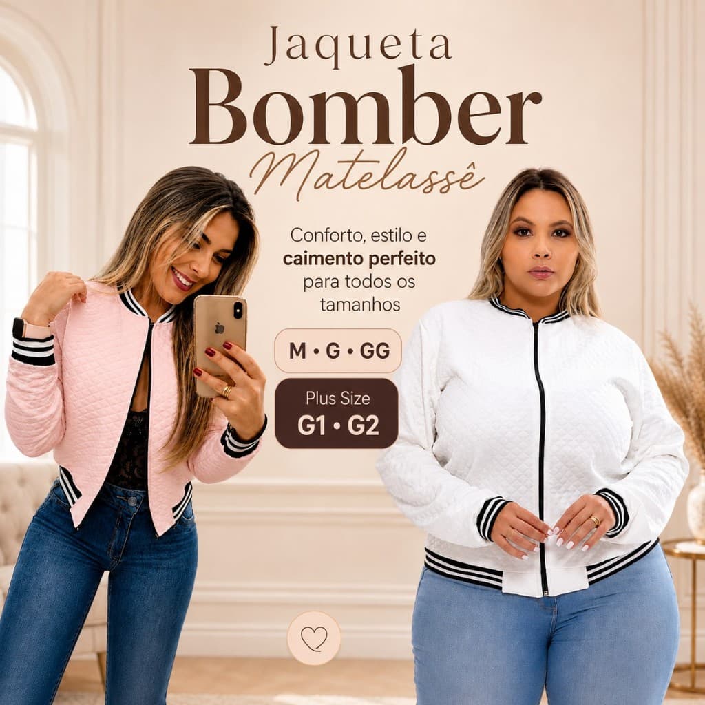 Jaqueta Moda Feminina BOMBER Matelassê Plus Size Casaco Agasalho Promoção Envio Imediato!!!