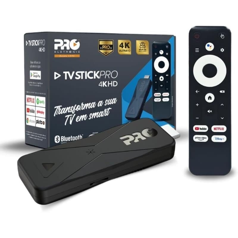 Stick Pro 4k TV HD Bluetooth Wi-fi 5ghz 2gb/16gb Comando Voz Proeletronic Smart TV Wi‑Fi HDMI