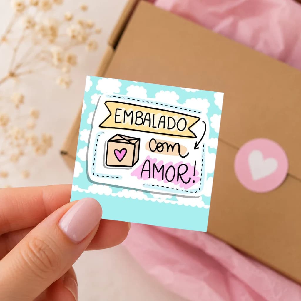 100 Tags Agradecimento ao cliente / Mini cartão para loja, empresa, mimo, pedido 5x5cm R:A14