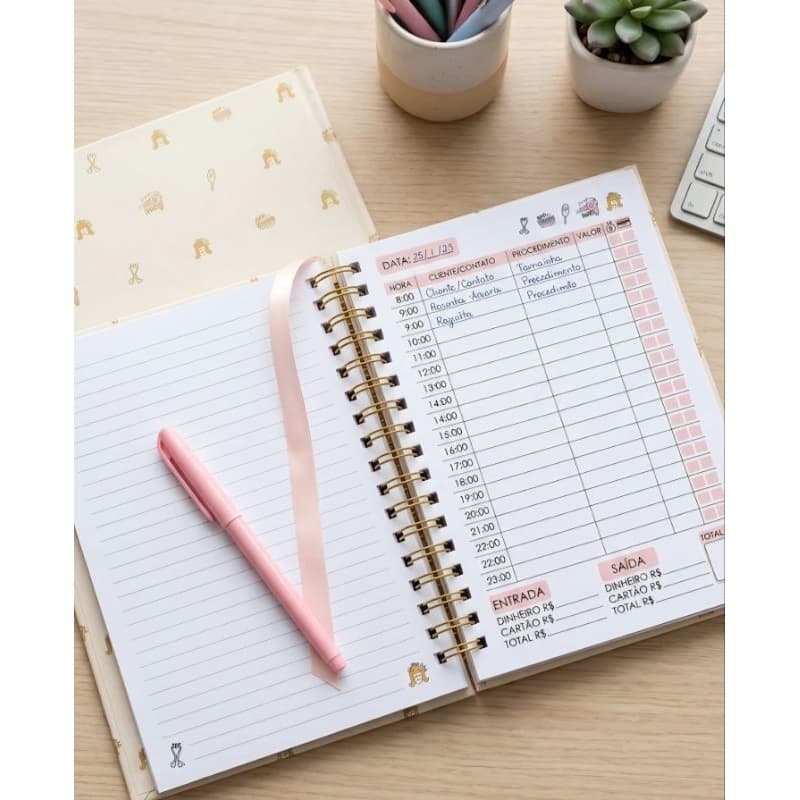Caderno controle de agendamento de Cabeleireiro ou qualquer outro tema
