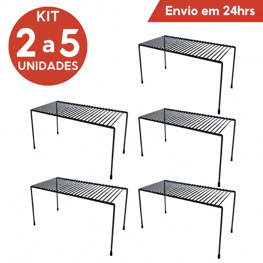Kit 2/5 Organizadores de Armário Médio Cozinha Aramado