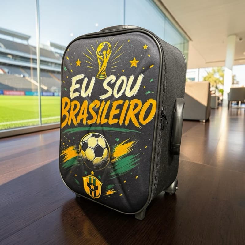 Mala de Viagem 10kg Bordo Padrão Resistente Promoção ANAC Rodinhas Brasil Copa Hexa - T.King - EDIÇÃO LIMITADA
