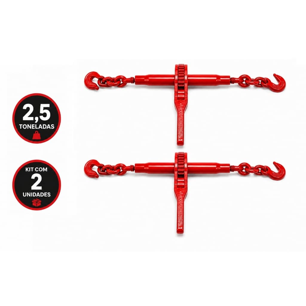 Kit 2 Tensionador Corrente Aço 5/16 3/8 8 10mm/carga 2.5 Toneladas