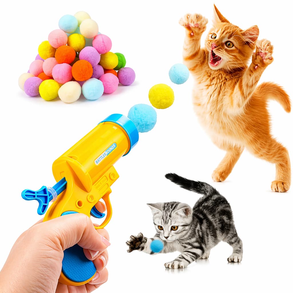 Brinquedo Interativo para Gatos Lançador de Bolinha Seguro