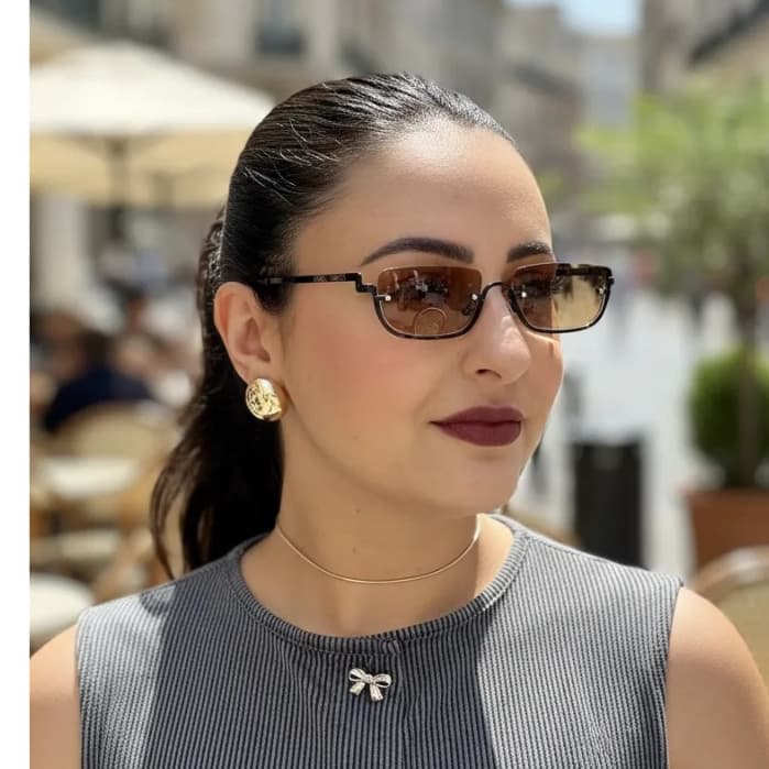 Óculos de sol feminino retangular semi aro lançamento verão moda praia balada casual urbano
