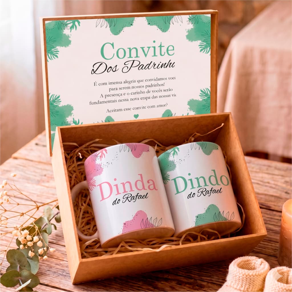 Caneca tema Dindo, Dinda com nome ou foto