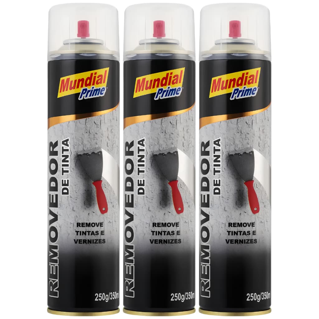 3 Removedor De Tinta Mundial Prime 350ml Para Metal Madeira