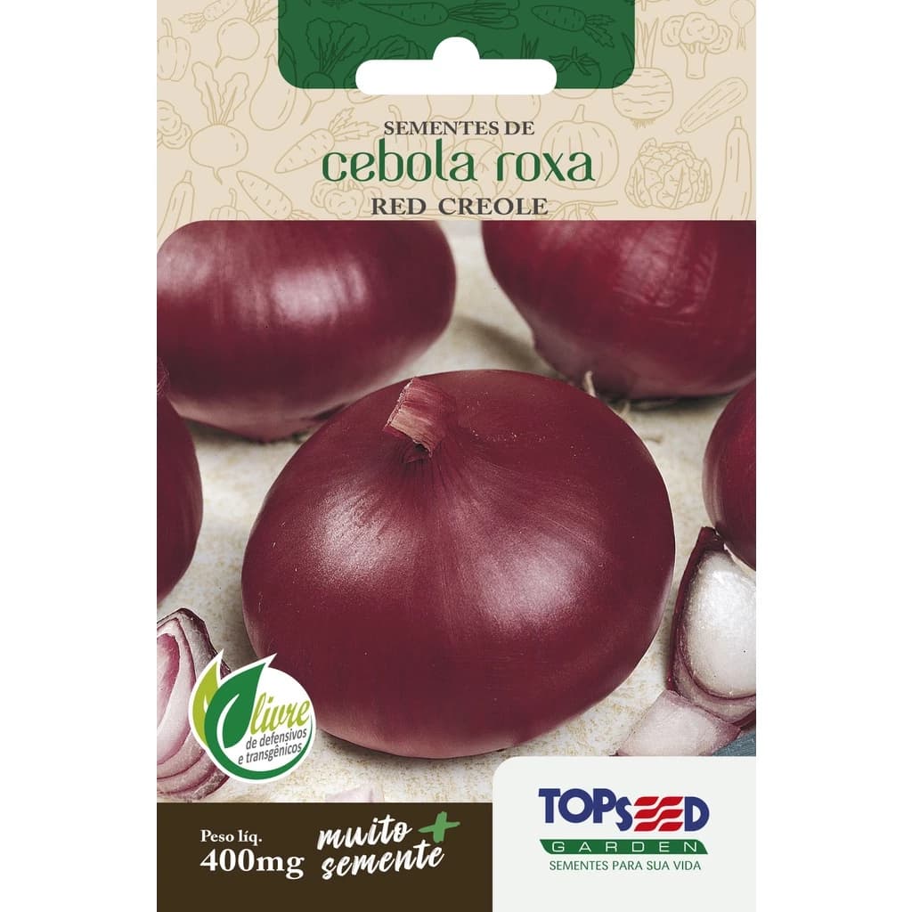 Sementes de Cebola Roxa Red Creole 400mg - Topseed Linha Tradicional