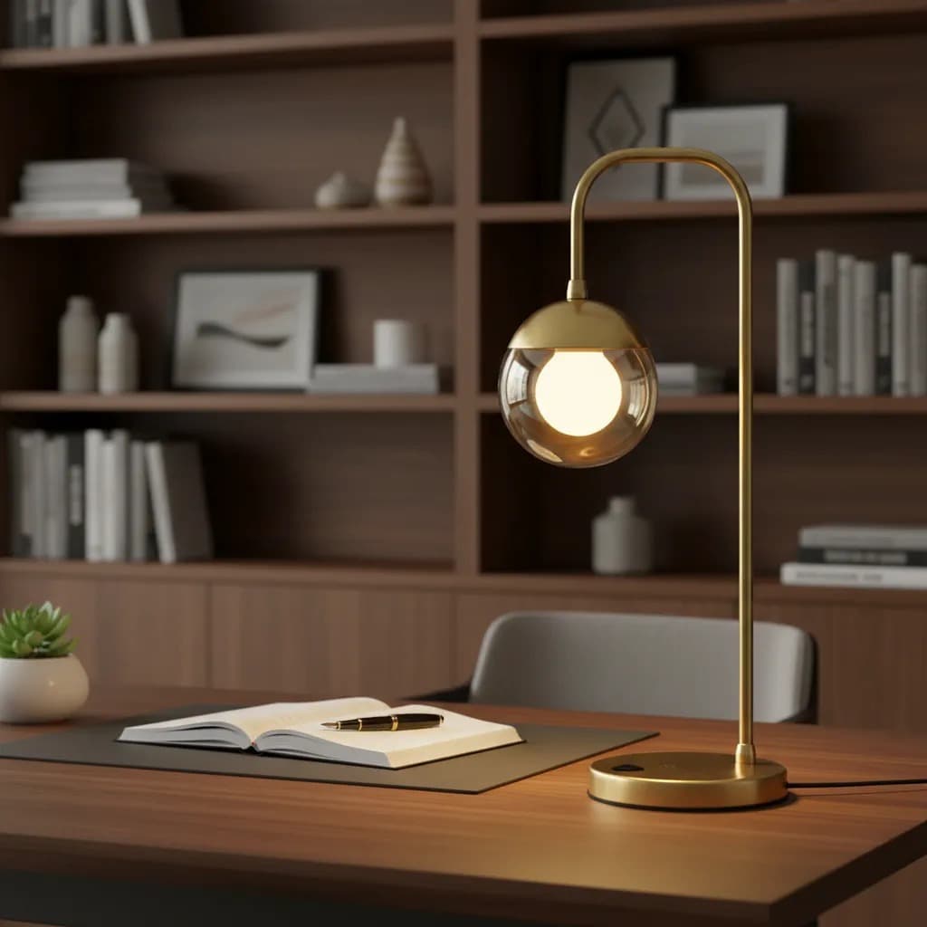 luminaria Abajur de Mesa dama Curvado Dourado Interruptor com Globo vidro Ambar ou fosco 10cm sala quarto cabeceira cama
