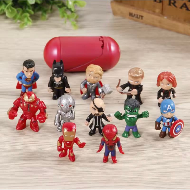 12 pçs/set novo q vingadores mini figuras hulk thor homem aranha fig