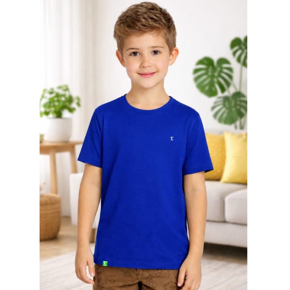 Camiseta Infantil Masculina Basica Manga Curta 100% Algodão Varias Cores Tamanhos 2 ao 16