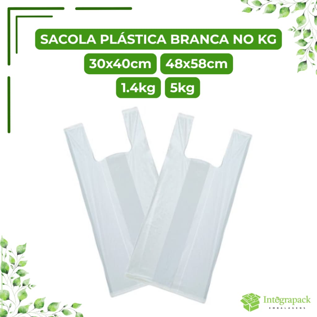 Sacola Plástica Branca No Kg 1,4kg 5kg Embalagem Reforçada Comércio Varejo Atacado Supermercado