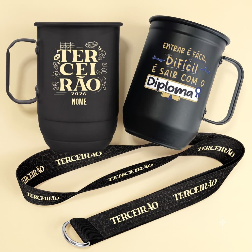 Caneca Terceirão 850ml com Tirante Personalizado | Formatura 2026